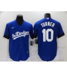 Men's Nike Los Angeles Dodgers #10 Justin Turner Blue Game City Player Jersey