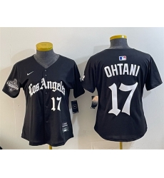 Women Los Angeles Dodgers 17 Shohei Ohtani Black 2025 World Series Champions LA Gothic Edition Limited Stitched Baseball Jersey 