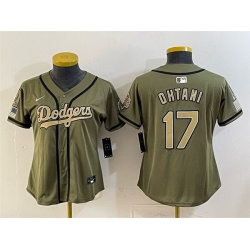 Women Los Angeles Dodgers  17 Shohei Ohtani Olive 2026 Armed Forces Day Stitched Baseball Jersey