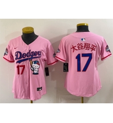 Women Los Angeles Dodgers 17 Shohei Ohtani Pink Hello Kitty Night 2025 World Series Champions Patch Stitched Baseball Jersey Women Los Angeles Dodgers 17 Shohei Ohtani Pink Hello Kitty Night 2025 World Series Champions Patch Stitched Baseball Jersey