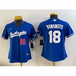 Women Los Angeles Dodgers  18 Yoshinobu Yamamoto Royal Alternate Stadium Stitched Baseball Jersey