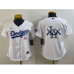 Women Los Angeles Dodgers Team Big Logo White Vapor Premier Limited Stitched Baseball Jersey