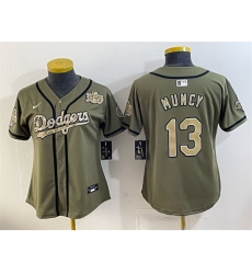 Youth Los Angeles Dodgers  13 Max Muncy Olive 2026 Armed Forces Day Stitched Baseball Jersey