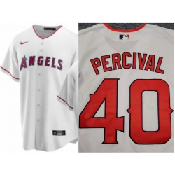 Men Los Angeles Angels #40 Troy Percival White Cool Base Stitched Home MLB Jerseys