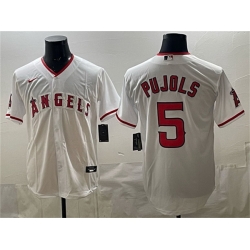 Men Los Angeles Angels  5 Albert Pujols White Stitched Baseball Jersey