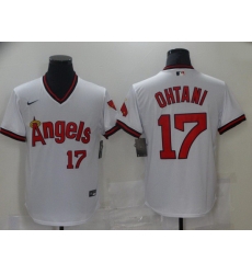 Men Men Los Angeles Angels 17 Ohtani White Game Throwback 2021 Nike MLB Jersey