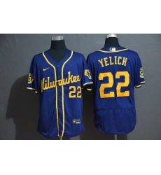 Brewers 22 Christian Yelich Royal Nike 2020 Flexbase Jersey