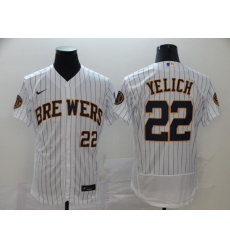 Brewers 22 Christian Yelich White Nike 2020 Flexbase Jersey 2