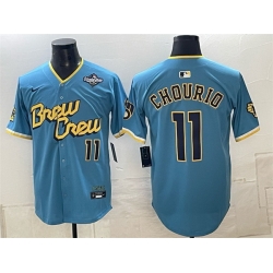 Men Milwaukee Brewers  11 Jackson Chourio Powder Blue 2026 World Series City Connect Limited Stitched Baseball Jersey