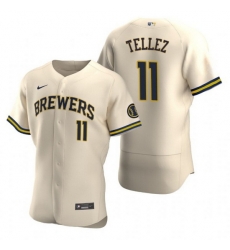 Men Milwaukee Brewers 11 Rowdy Tellez Cream Flex Base Stitched MLB Jerse