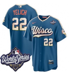 Men Milwaukee Brewers 22 Christian Yelich Nike 2026 World Series City Connect Stitched Baseball Jersey Men Milwaukee Brewers 22 Christian Yelich Nike 2026 World Series City Connect Stitched Baseball Jersey