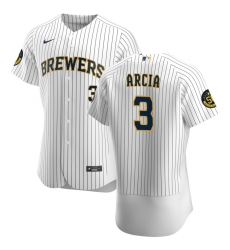 Men Milwaukee Brewers 3 Orlando Arcia Men Nike White Home 2020 Flex Base Player MLB Jersey