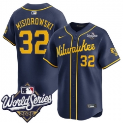 Men Milwaukee Brewers  32 Jacob Misiorowski Navy 2026 World Series Alternate Limited Stitched Baseball Jersey