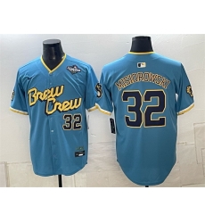 Men Milwaukee Brewers 32 Jacob Misiorowski Powder Blue 2026 World Series City Connect Limited Stitched Baseball Jersey Men Milwaukee Brewers 32 Jacob Misiorowski Powder Blue 2026 World Series City Connect Limited Stitched Baseball Jersey