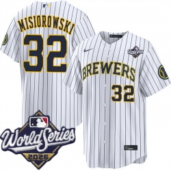Men Milwaukee Brewers  32 Jacob Misiorowski White 2026 World Series Stitched Baseball Jersey