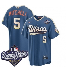 Men Milwaukee Brewers 5 Garrett Mitchell Nike 2026 World Series City Connect Stitched Baseball Jersey Men Milwaukee Brewers 5 Garrett Mitchell Nike 2026 World Series City Connect Stitched Baseball Jersey