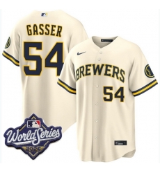 Men Milwaukee Brewers 54 robert gasser Cream 2026 World Series Stitched Baseball Jersey Men Milwaukee Brewers 54 robert gasser Cream 2026 World Series Stitched Baseball Jersey