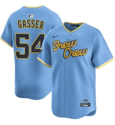 Men Milwaukee Brewers 54 robert gasser Powder Blue City Connect Limited Stitched Baseball Jersey Men Milwaukee Brewers 54 robert gasser Powder Blue City Connect Limited Stitched Baseball Jersey