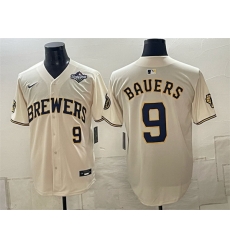 Men Milwaukee Brewers 9 Bob Uecker Cream 2026 World Series Limited Stitched Baseball Jersey Men Milwaukee Brewers 9 Bob Uecker Cream 2026 World Series Limited Stitched Baseball Jersey