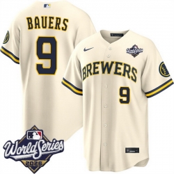 Men Milwaukee Brewers  9 Jake Bauers Cream 2026 World Series Stitched Baseball Jersey