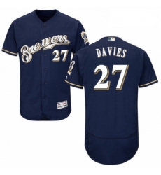 Mens Majestic Milwaukee Brewers 27 Zach Davies White Alternate Flex Base Authentic Collection MLB Jersey