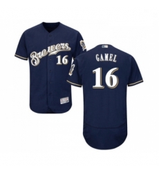 Mens Milwaukee Brewers 16 Ben Gamel Navy Blue Alternate Flex Base Authentic Collection Baseball Jersey