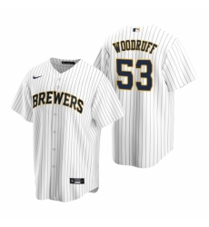 Mens Nike Milwaukee Brewers 53 Brandon Woodruff White Alternate Stitched Baseball Jersey