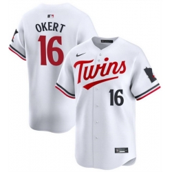 Men Minnesota Twins 16 Steven Okert White 2024 Home Limited Cool Base Stitched Baseball Jersey