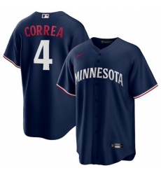 Men Minnesota Twins 4 Carlos Correa Navy Cool Base Stitched Jersey