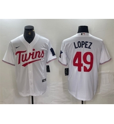 Men Minnesota Twins 49 Pablo Lopez White Cool Base Stitched Jersey