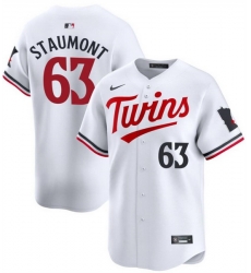 Men Minnesota Twins 63 Josh Staumont White 2024 Home Limited Cool Base Stitched Baseball Jersey