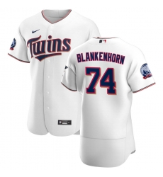 Men Minnesota Twins 74 Travis Blankenhorn Men Nike White Home 2020 60th Season Flex Base Team MLB Jersey