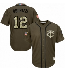 Mens Majestic Minnesota Twins 12 Jake Odorizzi Authentic Green Salute to Service MLB Jersey 