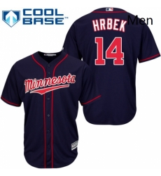 Mens Majestic Minnesota Twins 14 Kent Hrbek Replica Navy Blue Alternate Road Cool Base MLB Jersey