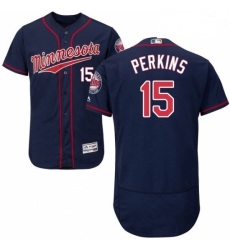 Mens Majestic Minnesota Twins 15 Glen Perkins Authentic Navy Blue Alternate Flex Base Authentic Collection MLB Jersey