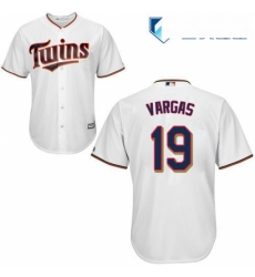 Mens Majestic Minnesota Twins 19 Kennys Vargas Replica White Home Cool Base MLB Jersey