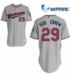 Mens Majestic Minnesota Twins 29 Rod Carew Authentic Grey Road Cool Base MLB Jersey