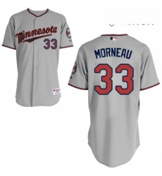 Mens Majestic Minnesota Twins 33 Justin Morneau Authentic Grey Road Cool Base MLB Jersey