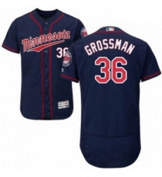 Mens Majestic Minnesota Twins 36 Robbie Grossman Authentic Navy Blue Alternate Flex Base Jersey Authentic C