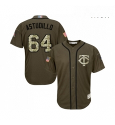 Mens Minnesota Twins 64 Willians Astudillo Authentic Green Salute to Service Baseball Jersey 