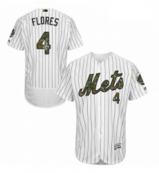 Mens Majestic New York Mets 4 Wilmer Flores Authentic White 2016 Memorial Day Fashion Flex Base MLB Jersey 