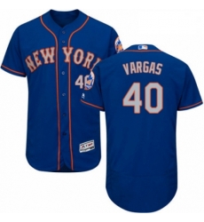 Mens Majestic New York Mets 40 Jason Vargas RoyalGray Alternate Flex Base Authentic Collection MLB Jersey