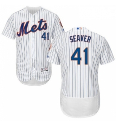 Mens Majestic New York Mets 41 Tom Seaver White Home Flex Base Authentic Collection MLB Jersey