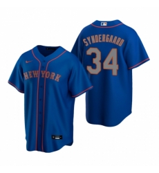 Mens Nike New York Mets 34 Noah Syndergaard Royal Alternate Road Stitched Baseball Jersey 