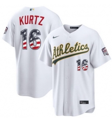 Men Oakland Athletics 16 Nick Kurtz White 250 Fourth of July Home Stadium Stitched Baseball Jersey Men Oakland Athletics 16 Nick Kurtz White 250 Fourth of July Home Stadium Stitched Baseball Jersey