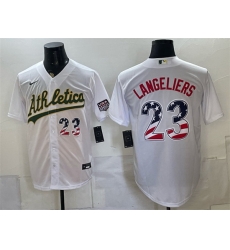 Men Oakland Athletics  Shea Langeliers White 250 Fourth of July Home Stadium Stitched Baseball Jersey
