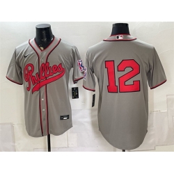 Men Philadelphia Phillies  12 Kyle Schwarber Gray 2026 Field of Dreams Stadium Stitched Baseball Jersey