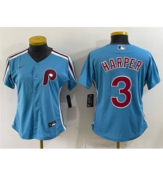 Women Philadelphia Phillies 3 Bryce Harper Blue Stitched Baseball Jersey Women Philadelphia Phillies 3 Bryce Harper Blue Stitched Baseball Jersey