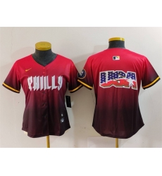 Women Philadelphia Phillies Team Big Logo Red 2024 City Connect Limited Stitched Baseball Jersey