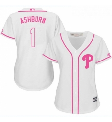 Womens Majestic Philadelphia Phillies 1 Richie Ashburn Replica White Fashion Cool Base MLB Jersey